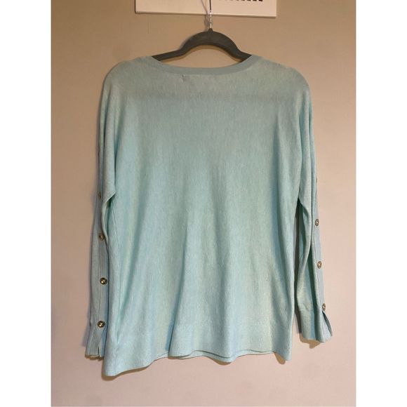 Lilly Pulitzer Milton Boatneck Sweater Whispered Heather Blue, Size XS, MP $148 - Picture 9 of 12